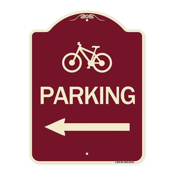 Bicycle Symbol Parking Left Arrow Heavy-Gauge Aluminum Architectural Sign, 24" x 18", BU-1824-24316